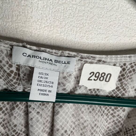 Carolina Belle Blouse Women Plus 3X Animal Print Snakeskin V-Neck Flutter Sleeve - Picture 4 of 9